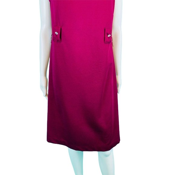 Vintage 1960s Mod Dress Maroon Peter Pan Collar | B 37" - Picture 7 of 10
